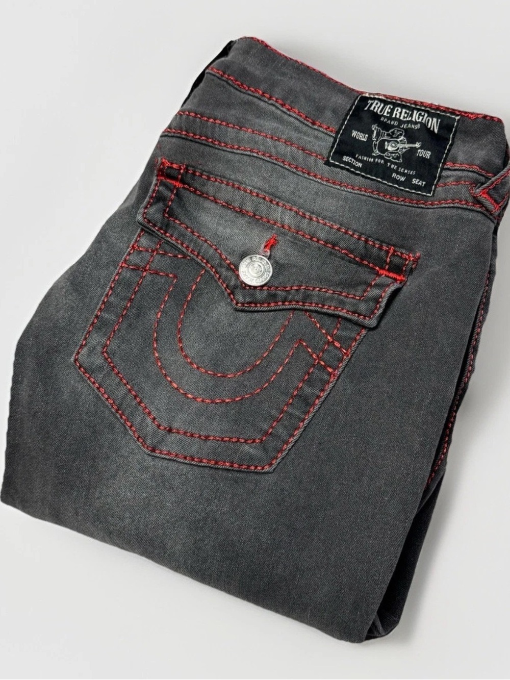 True Religion Jeans 31x28 Jennie Curvy Mid Rise Super Skinny Red Thick Stitch